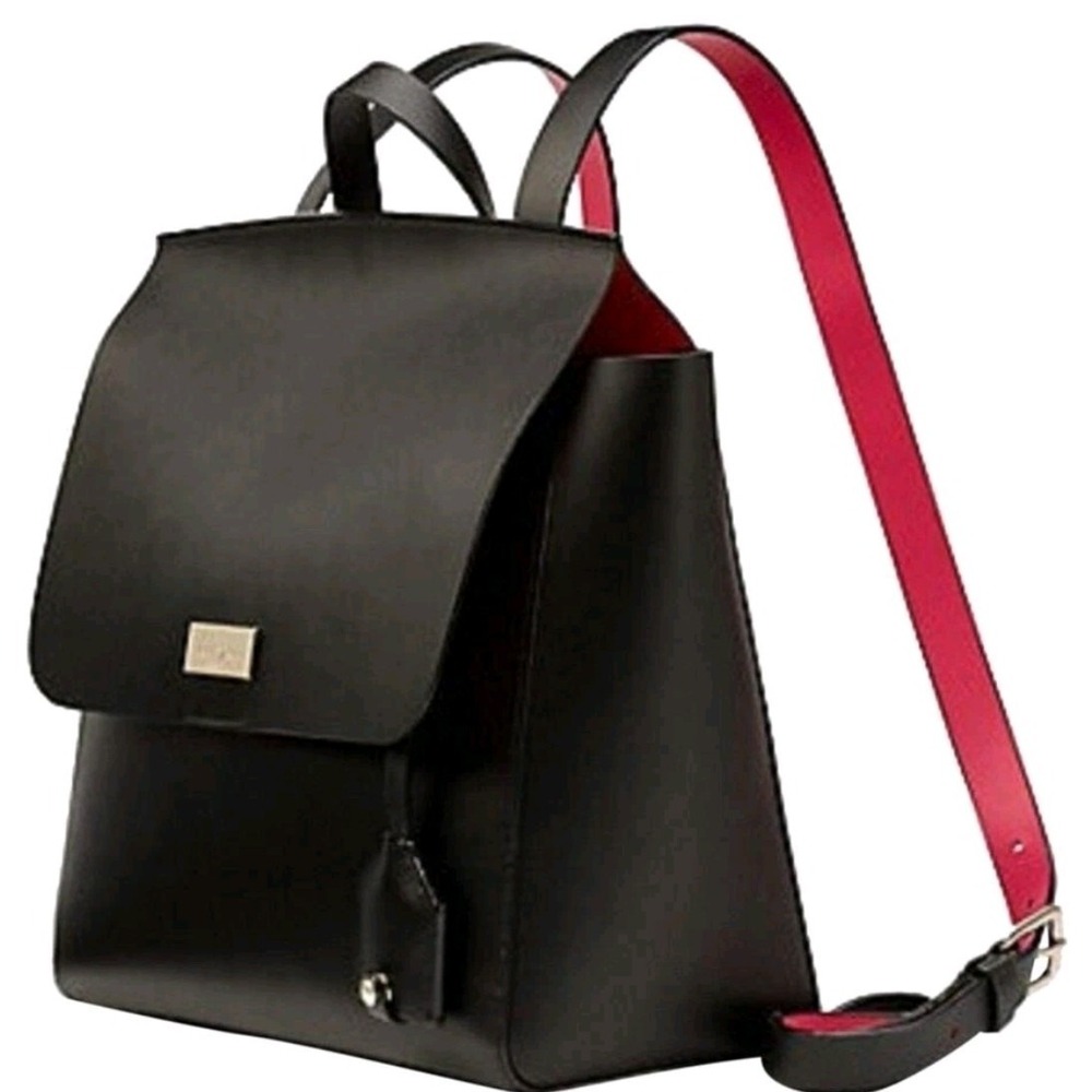 KATE SPADE Quincy Putnam Drive NWOT Black Pink Smooth Leather Backpack Bag Purse